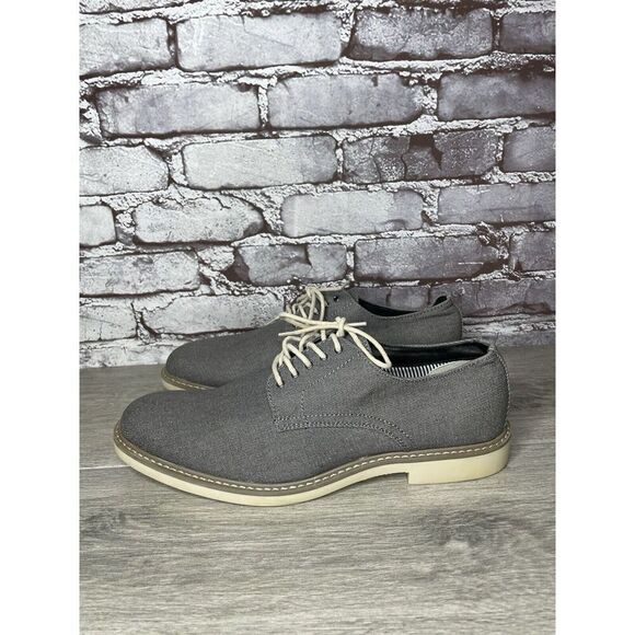 Public Opinion Gray Derby Oxfords Textured Fabric Casual Lace Up Shoes Men 9.5M - Picture 8 of 16